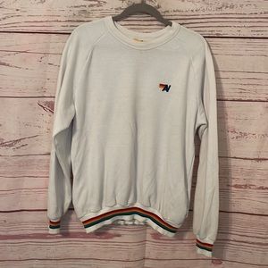 Aviator Nation White Sweatshirt with Rainbow 🌈 details on cuffs and bottom